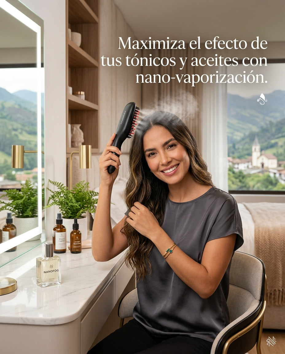 cepillo masajeador capilar nano spray